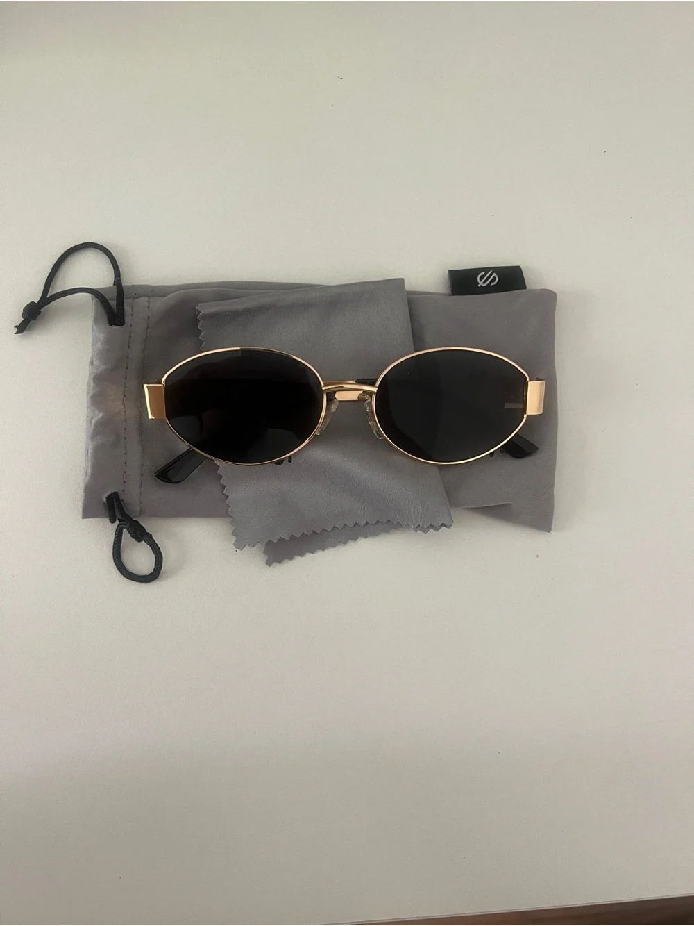 SOJOS Retro Gold Frame Black Lens Oval Women's Sunglasses